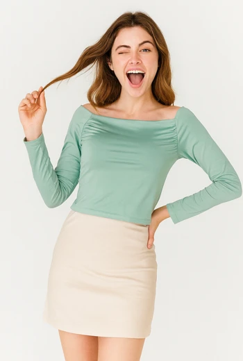 BLUSA MANGA LARGA VERDE MENTA