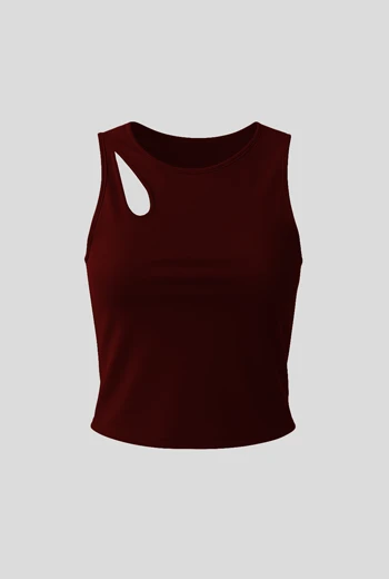 BLUSA CROP ASIMÉTRICA CON ABERTURA EN EL LADO DERECHO