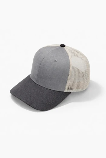 GORRA URBAN CON PANEL FRONTAL GRIS Y MALLA BEIGE