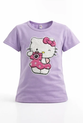 CAMISETA INFANTIL LILA CON DISEÑO DE HELLO KITTY