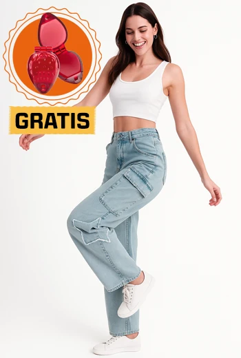 JEAN CARGO PARA MUJER AZUL CLARO