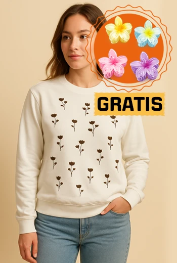 BUZO CREMA CON ESTAMPADO DE FLORES