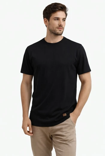 CAMISETA BÁSICA NEGRA CON TELA GALLETA