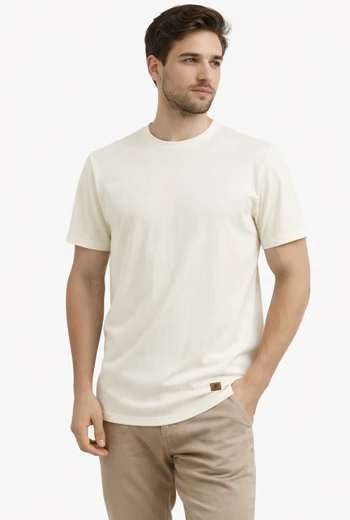 CAMISETA BÁSICA BLANCO MARFIL CON TELA GALLETA