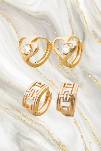 COMBO DE 2 PARES DE ARETES BAÑADOS EN ORO TIPO HUGGIE