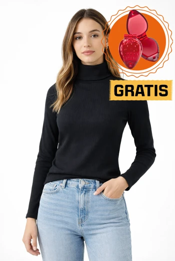 BUZO NEGRO DE MUJER CON CUELLO TORTUGA