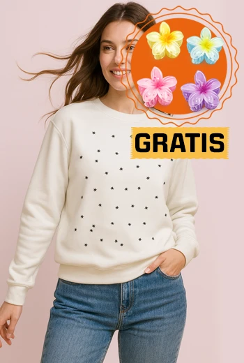BUZO CREMA CON ESTAMPADO DE ESTRELLAS