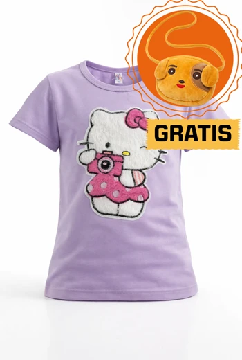 CAMISETA INFANTIL LILA CON DISEÑO DE HELLO KITTY