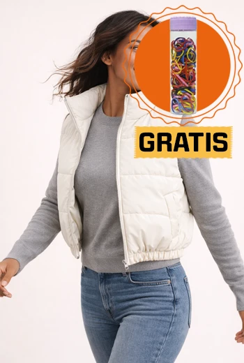 CHALECO TOPPER PUFFER CON CUELLO ALTO